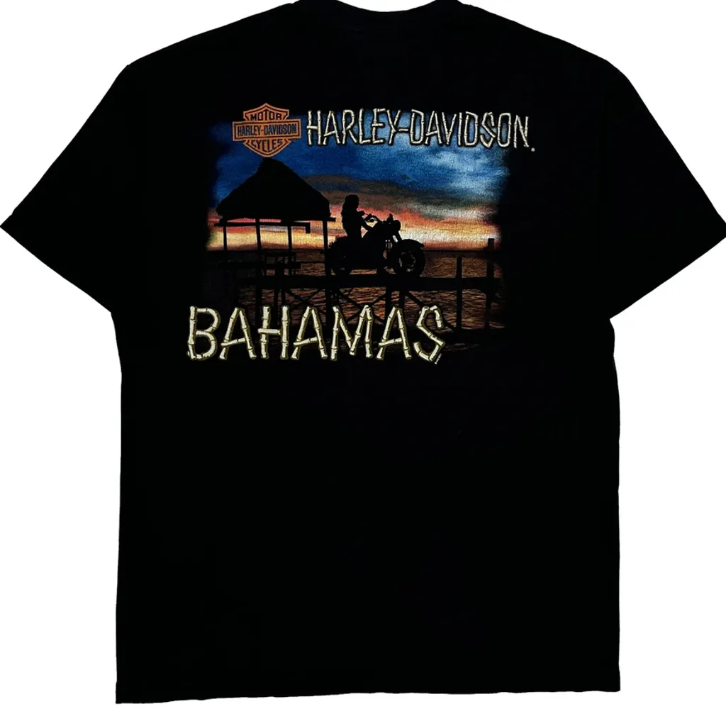 Bahamas Harley Davidson Graphic T-Shirt - Large Black Cotton - Image 7