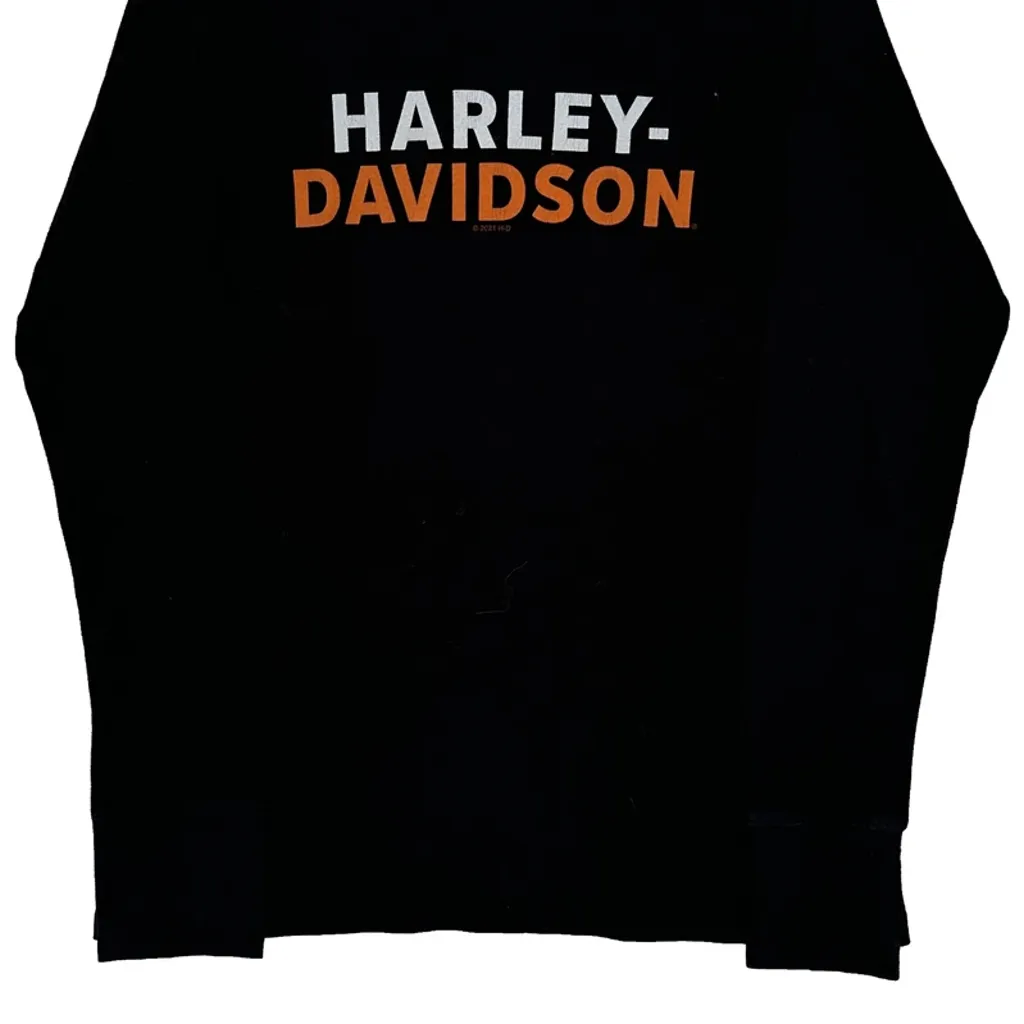 Bald Eagle Harley Davidson Long Sleeve T-Shirt - Small Black Cotton - Image 5