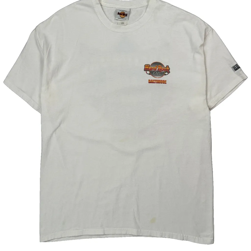 Baltimore Hard Rock Cafe Graphic T-Shirt - Large White Cotton - Image 5