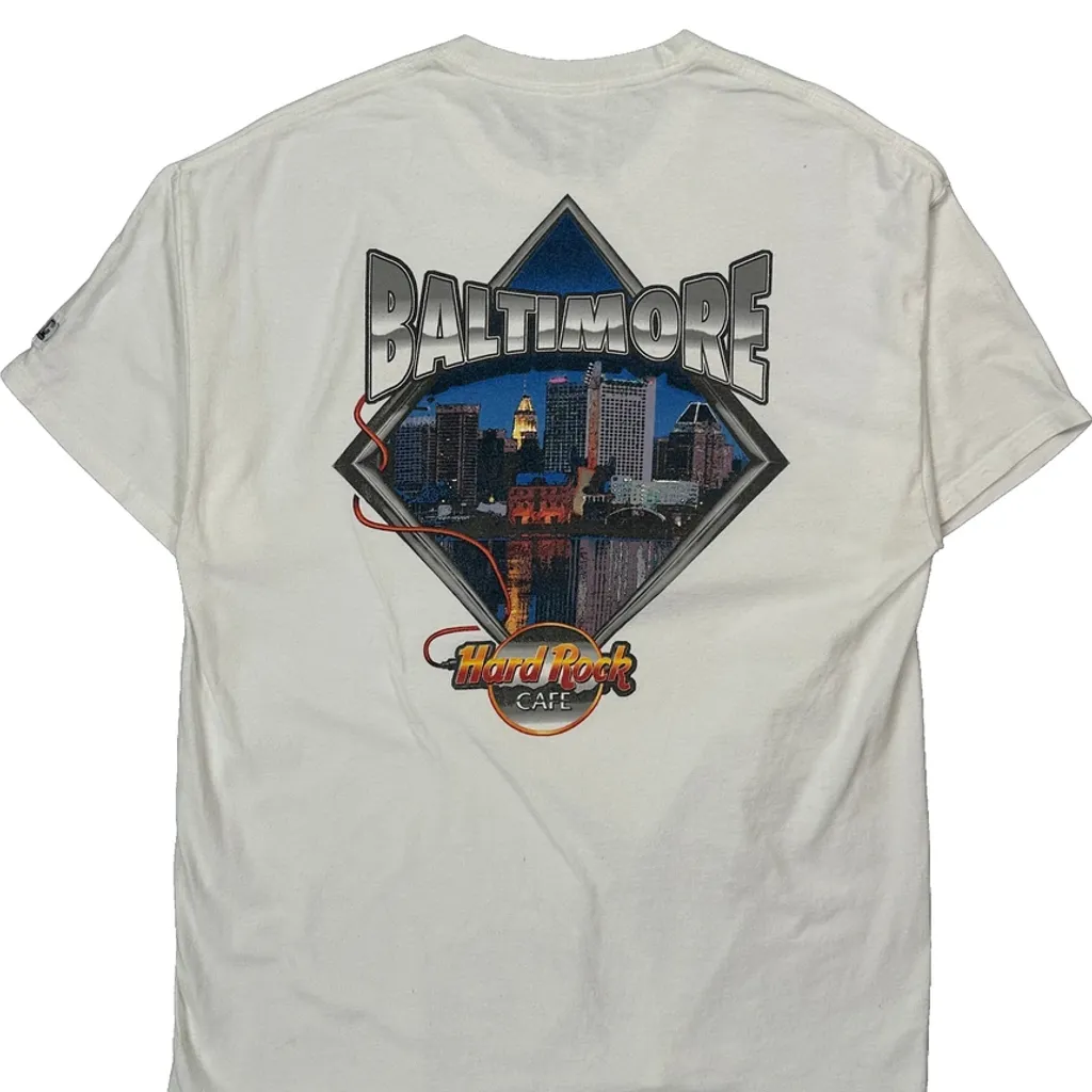 Baltimore Hard Rock Cafe Graphic T-Shirt - Large White Cotton - Image 7