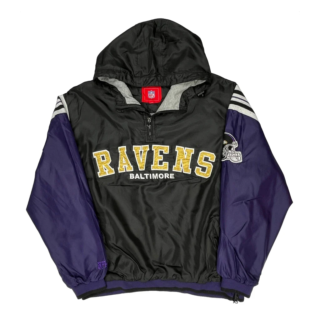 Baltimore Ravens Nfl Football Windbreaker - 2XL Black Polyester