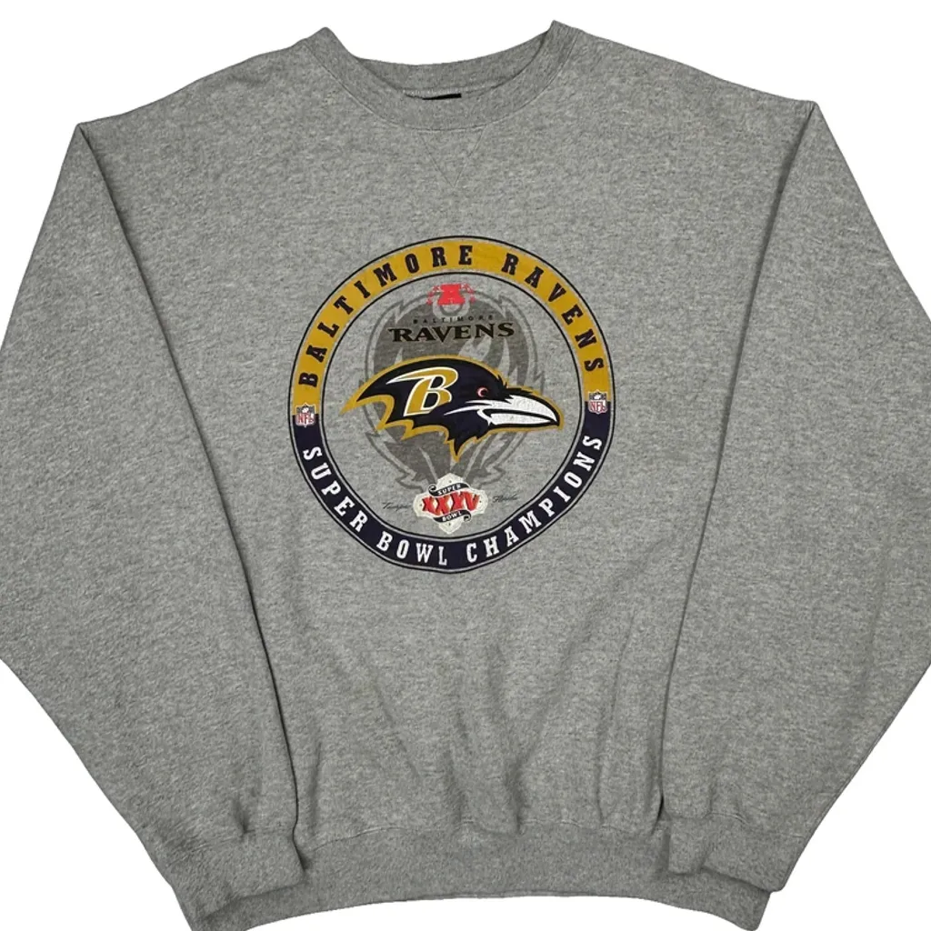 Baltimore Ravens Nike Football Sweatshirt - 2XL Grey Cotton - Image 4