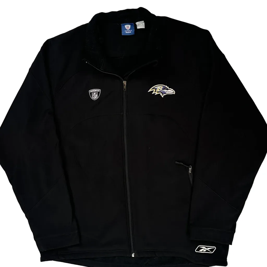 Baltimore Ravens Reebok Football Fleece Jacket - Large Black Polyester - Image 4