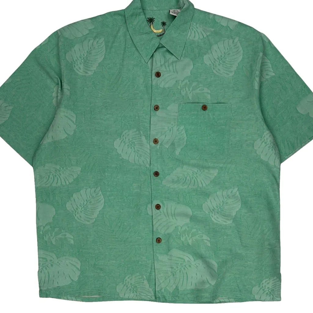 Banana Cabana Hawaiian Shirt - Large Green Silk - Image 4
