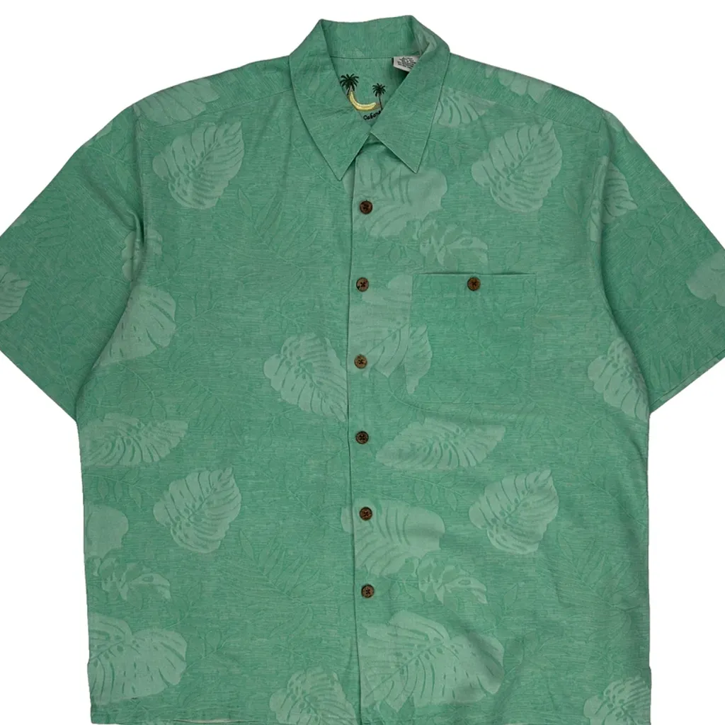 Banana Cabana Hawaiian Shirt - Large Green Silk - Image 5