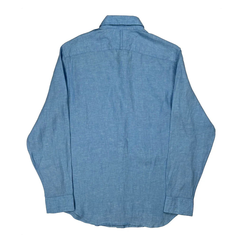Banana Republic Shirt - Medium Blue Linen - Image 2