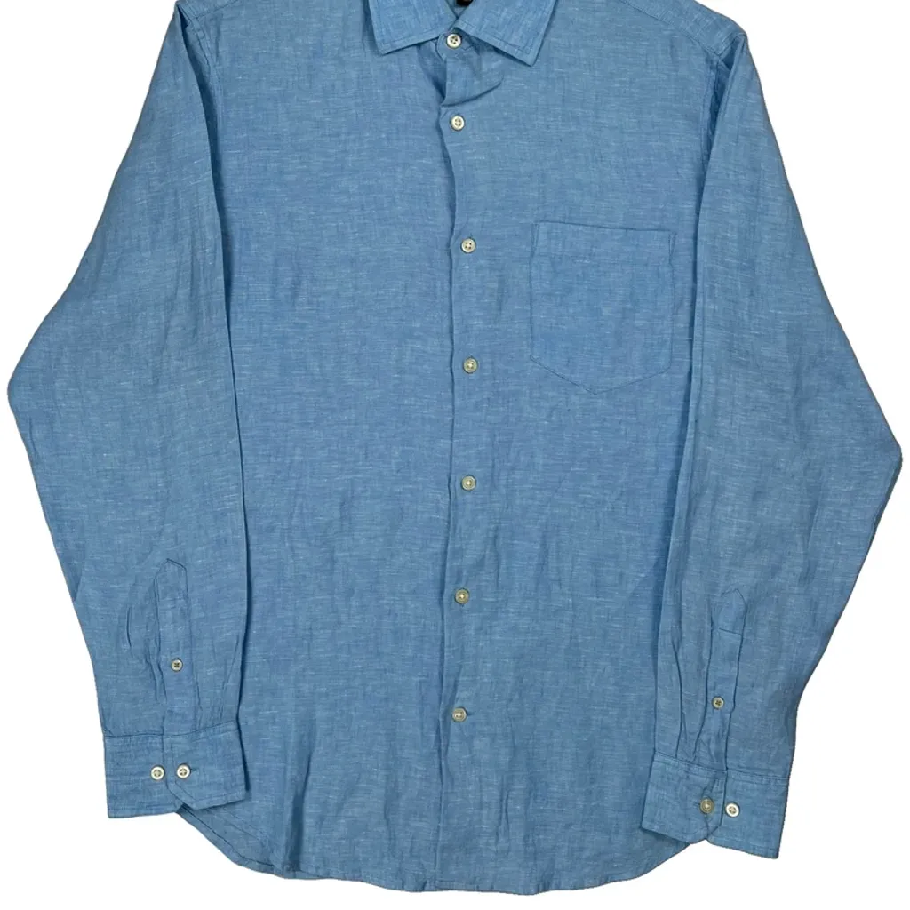 Banana Republic Shirt - Medium Blue Linen - Image 5