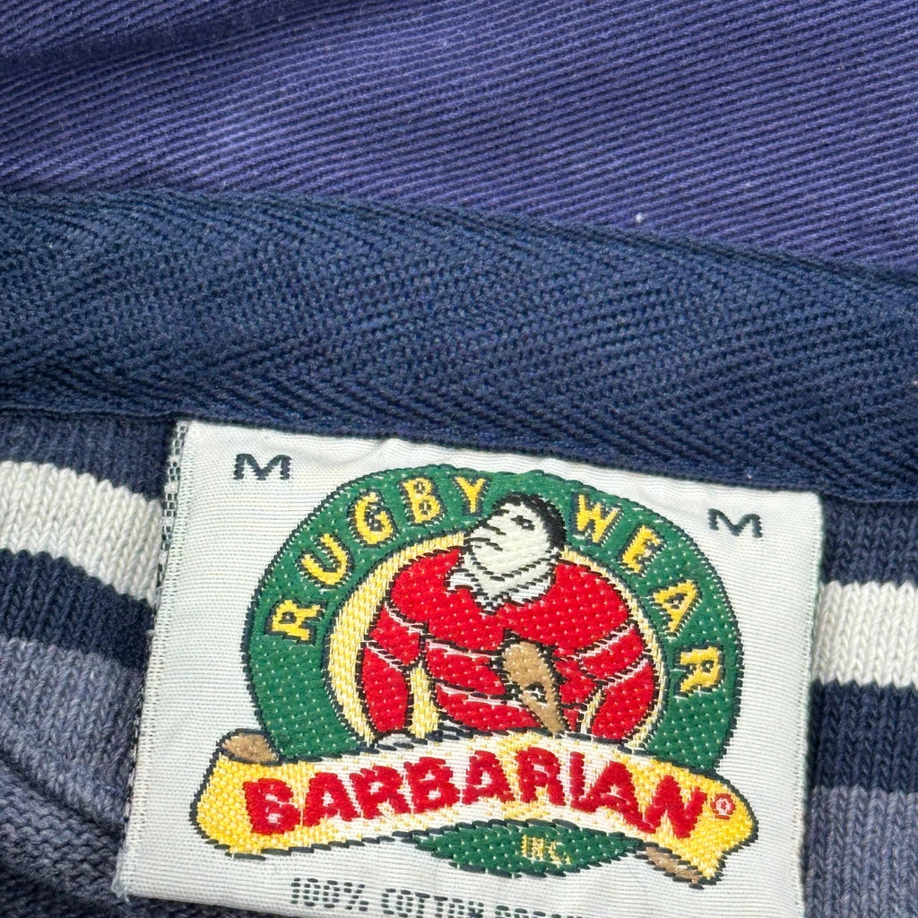 Barbarian Striped Rugby Shirt - Medium Blue Cotton - Image 3