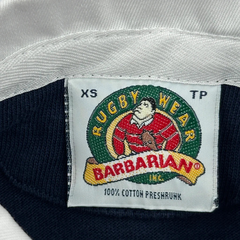 Barbarian Striped Rugby Shirt - XS Blue Cotton - Image 3