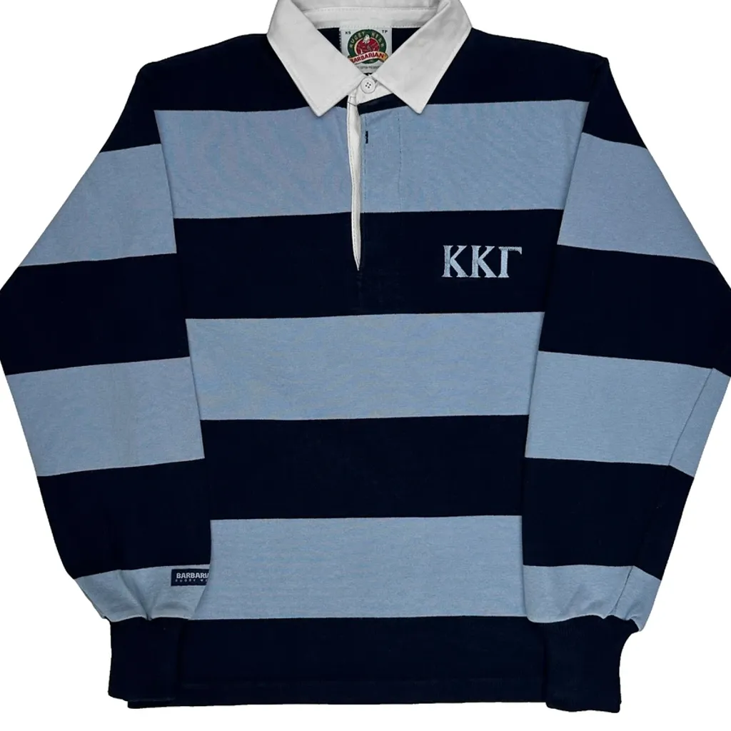 Barbarian Striped Rugby Shirt - XS Blue Cotton - Image 4