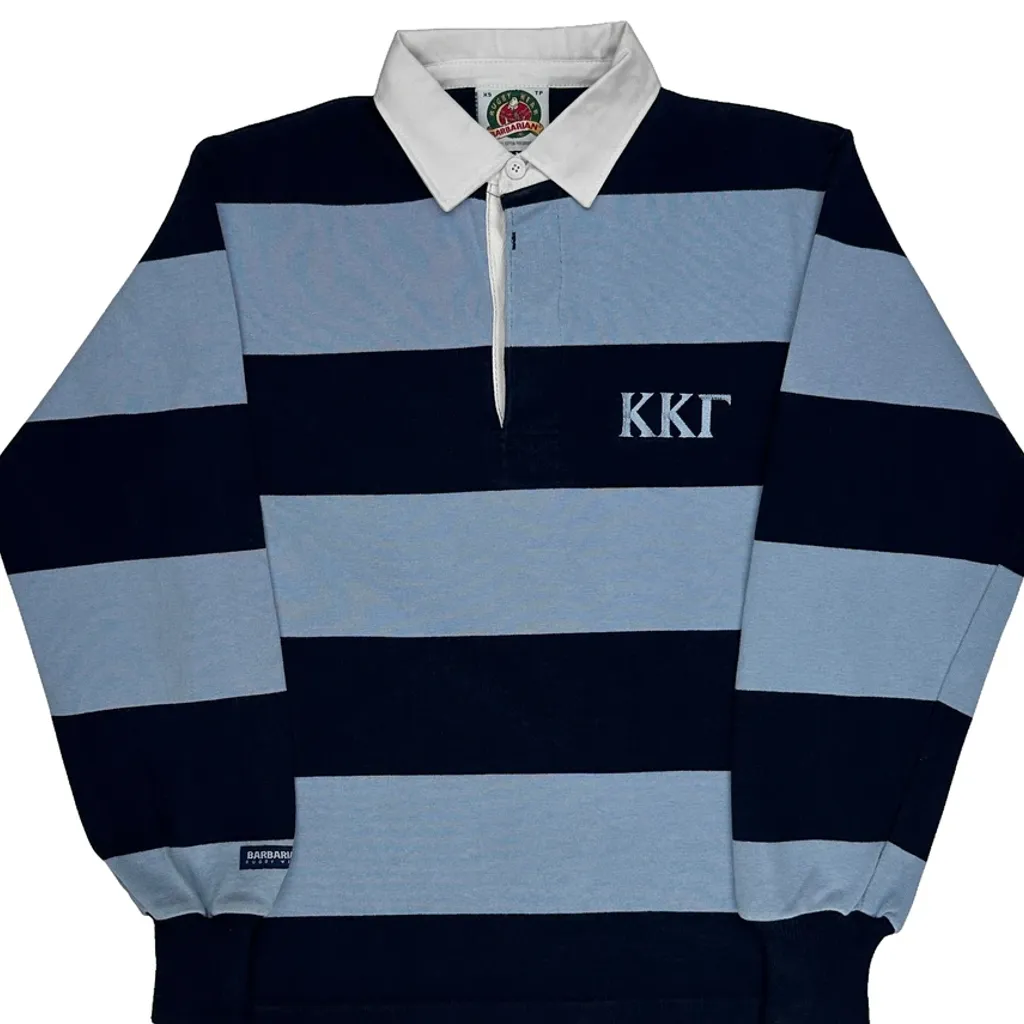 Barbarian Striped Rugby Shirt - XS Blue Cotton - Image 5