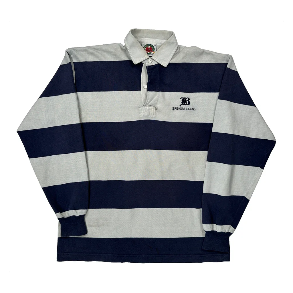 Barbarian Striped Rugby Shirt - 2XL Blue Cotton