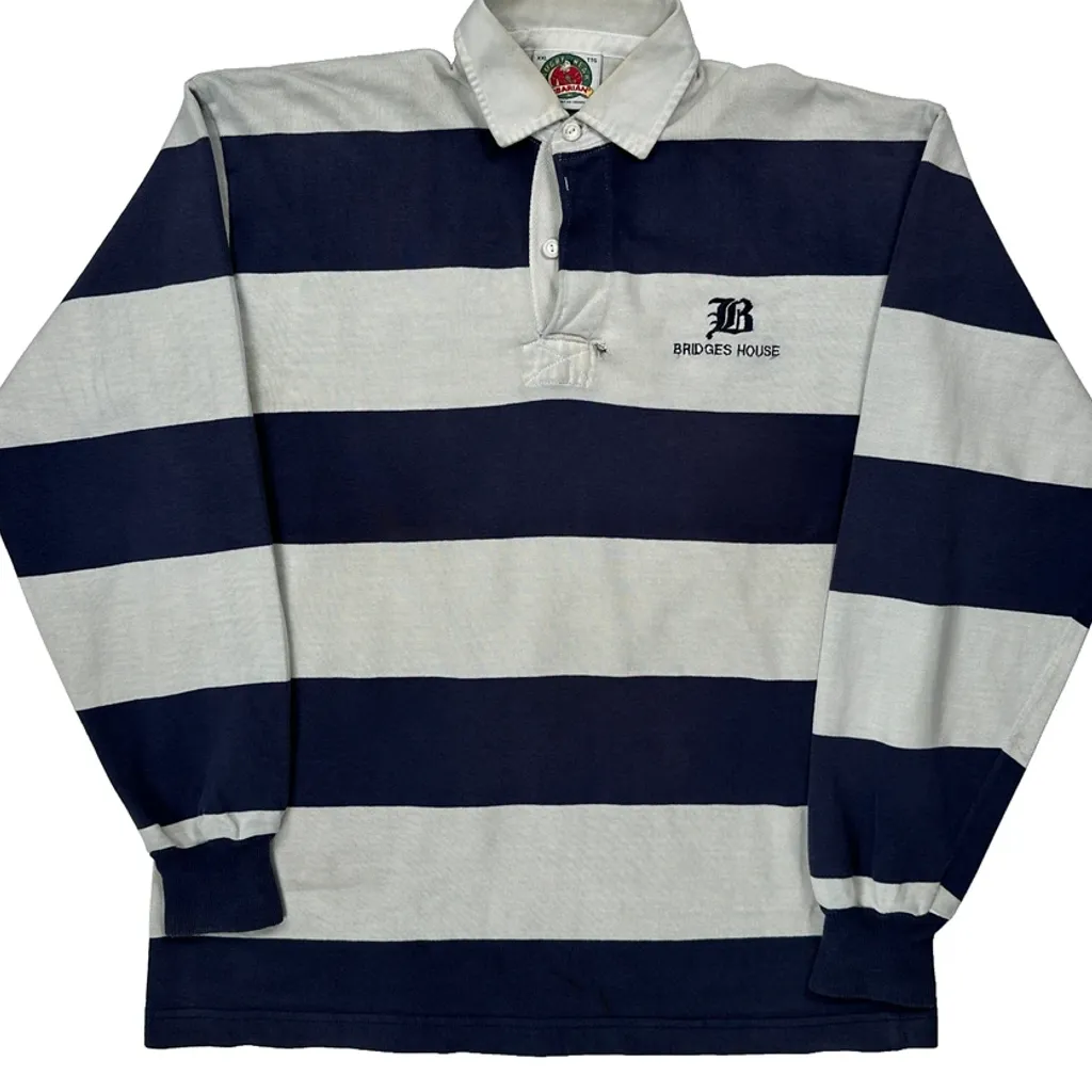Barbarian Striped Rugby Shirt - 2XL Blue Cotton - Image 4