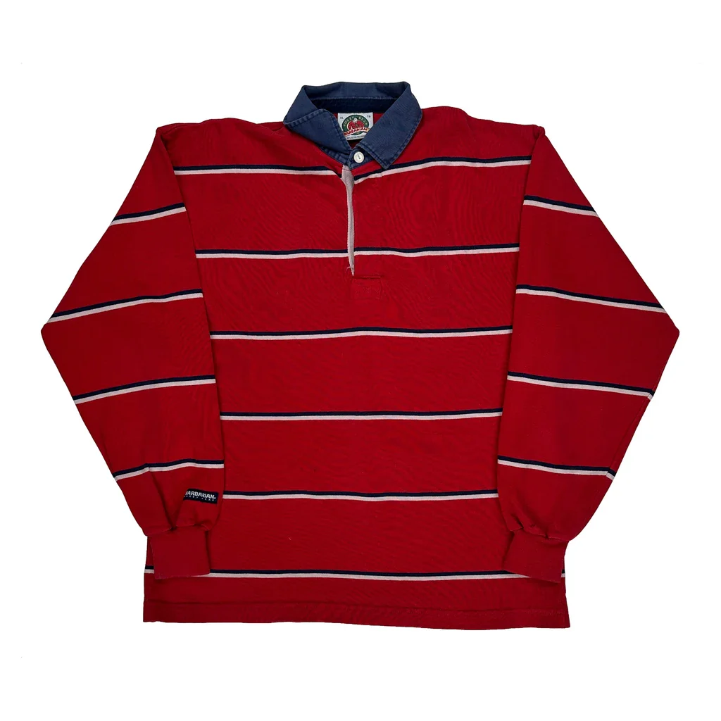 Barbarian Striped Rugby Shirt - XL Red Cotton