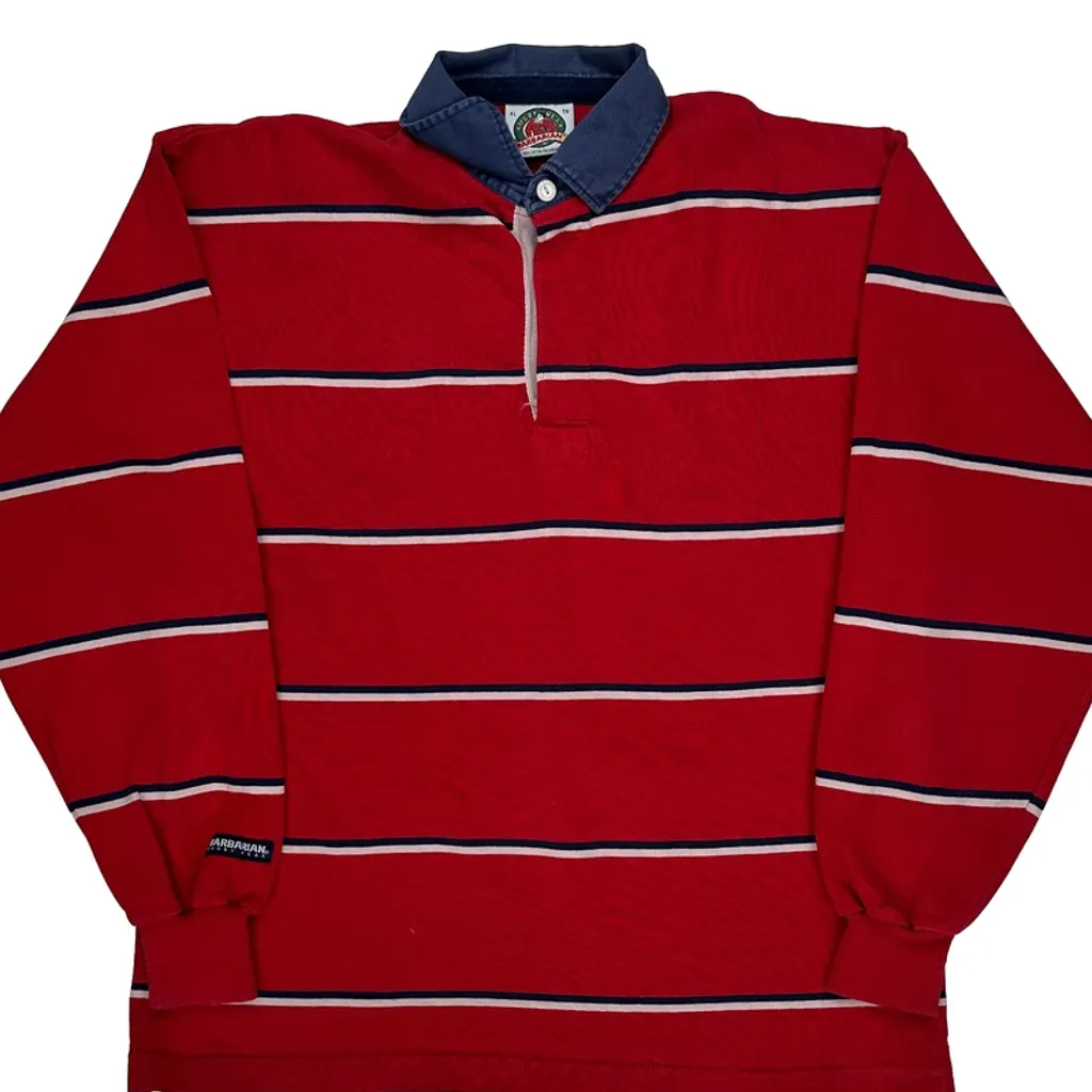 Barbarian Striped Rugby Shirt - XL Red Cotton - Image 4