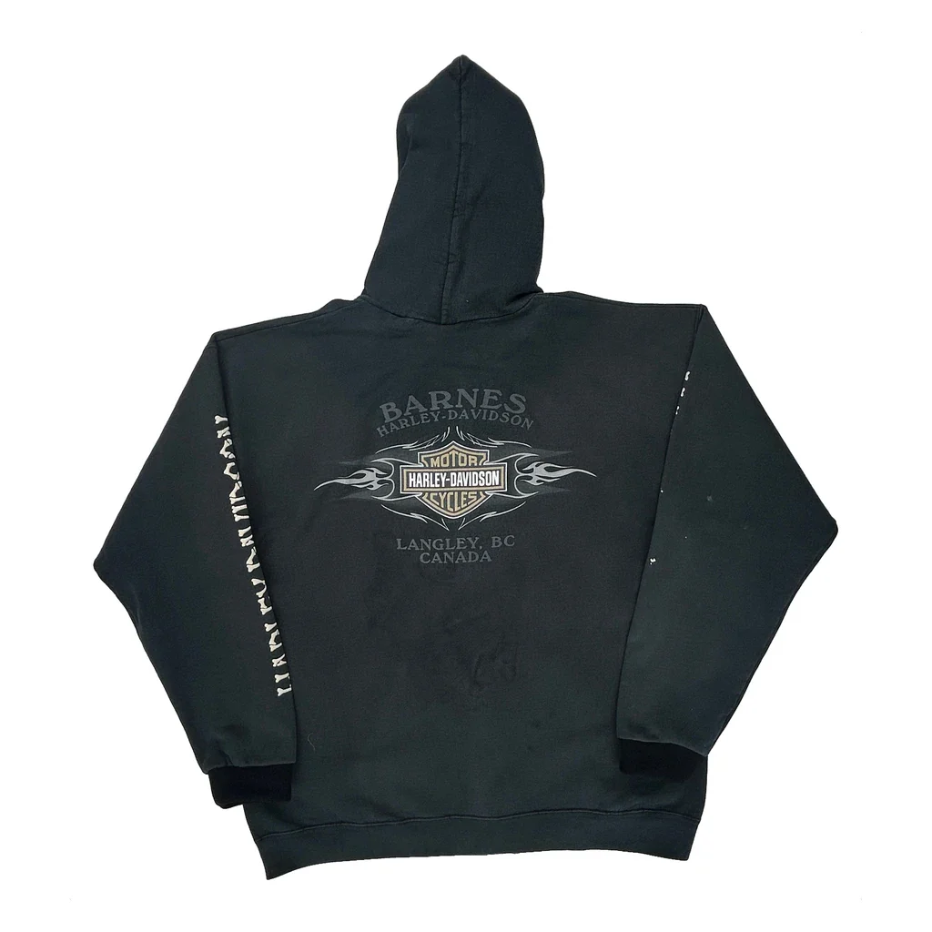 Barnes Harley-Davidson Langley, Bc Canada Harley Davidson Spellout Hoodie - Large Black Cotton - Image 2