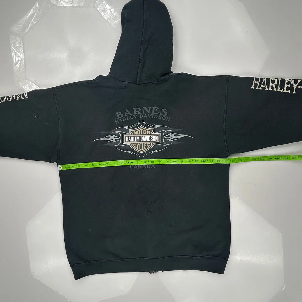 Barnes Harley-Davidson Langley, Bc Canada Harley Davidson Spellout Hoodie - Large Black Cotton - Image 3
