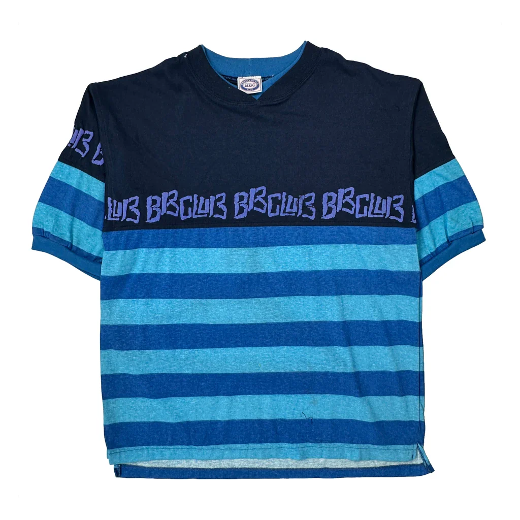 Barrier Beach Club Single Stitch T-Shirt - Medium Blue Cotton