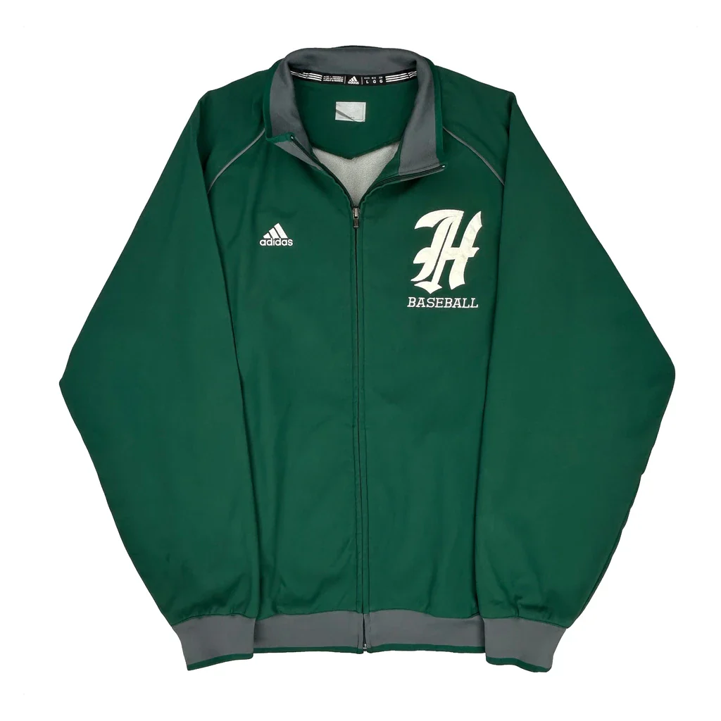 Baseball Adidas Graphic Track Jacket - Large Green Polyester