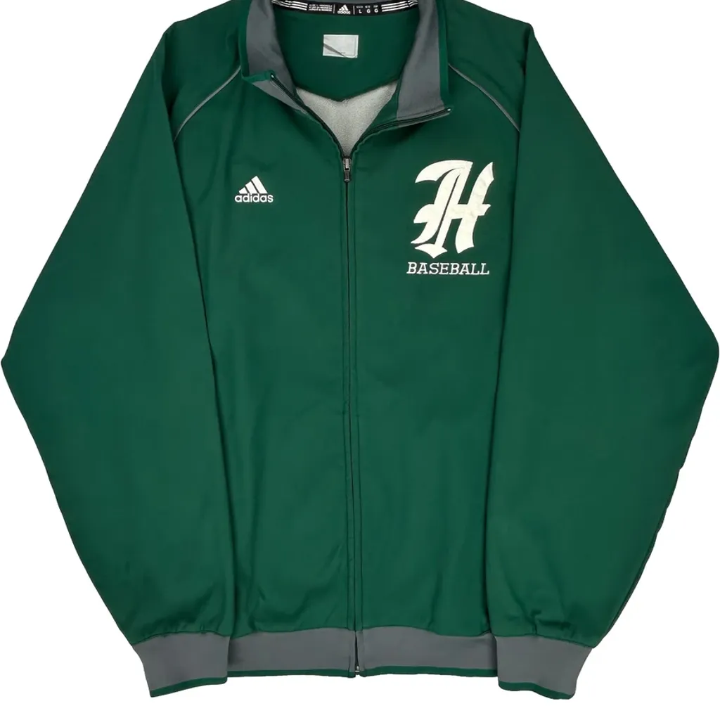 Baseball Adidas Graphic Track Jacket - Large Green Polyester - Image 4