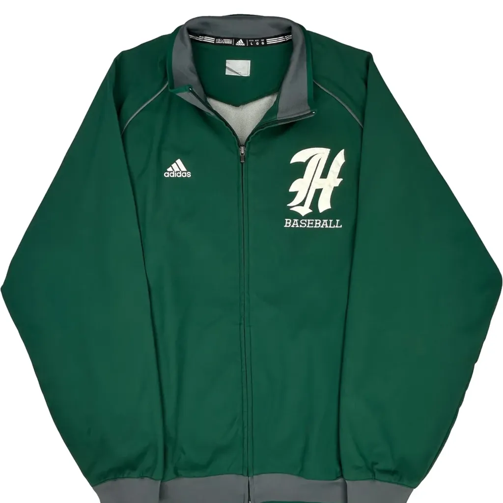 Baseball Adidas Graphic Track Jacket - Large Green Polyester - Image 5