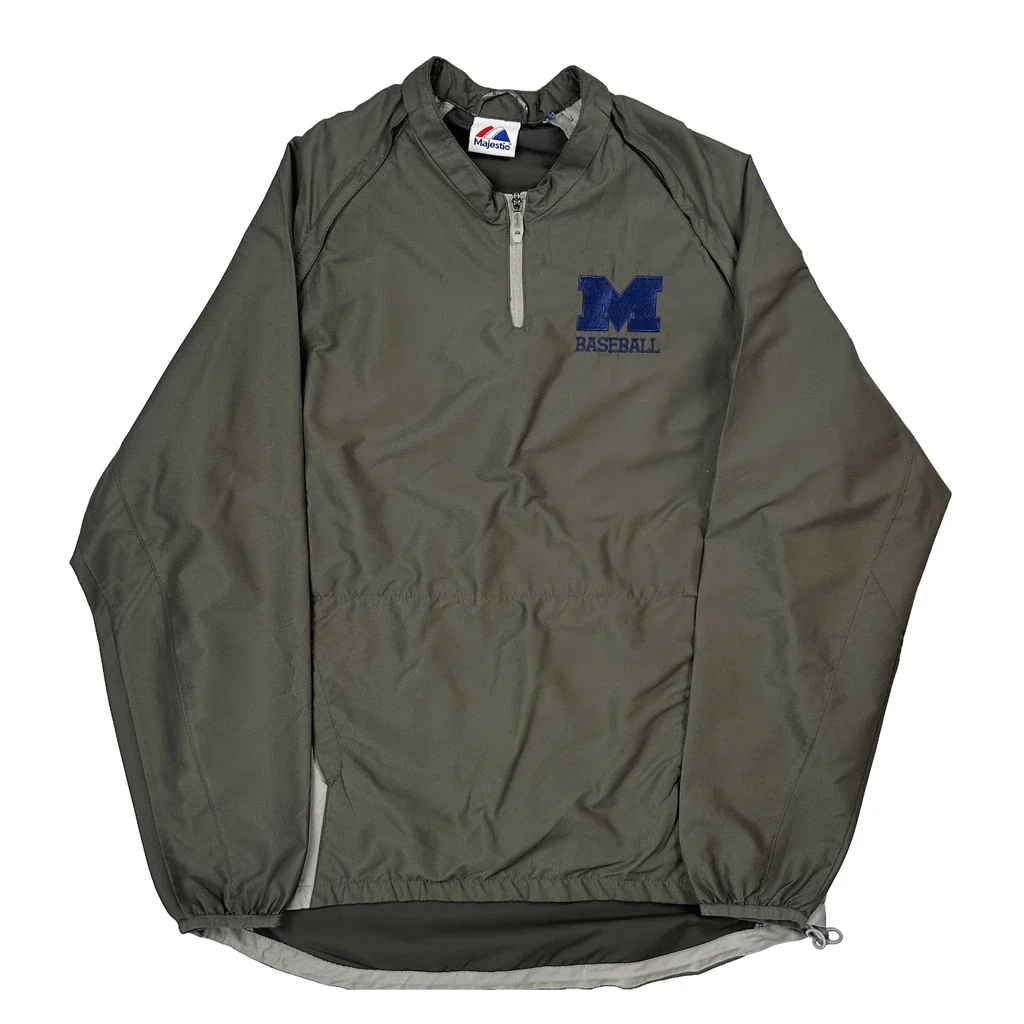 Baseball Majestic Windbreaker - Large Grey Polyester