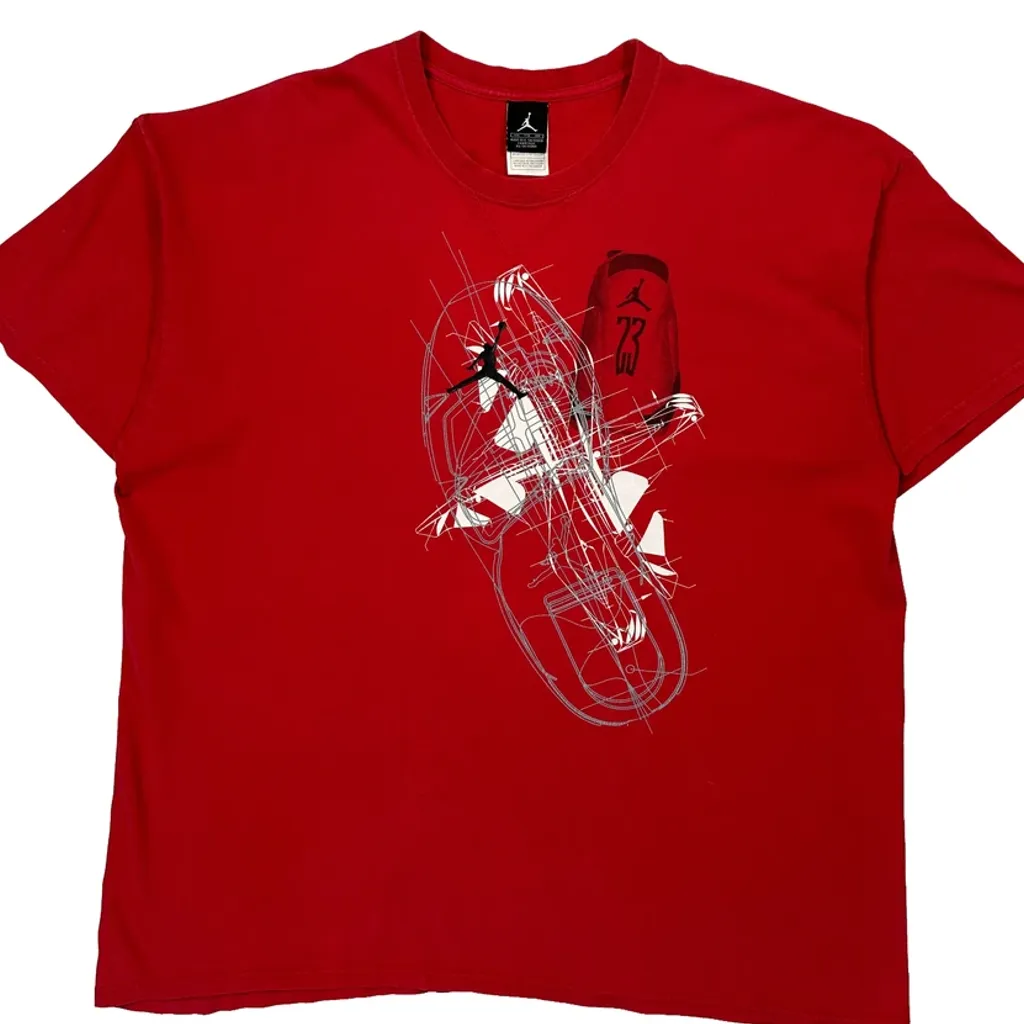 Basketball Jordan Graphic T-Shirt - 2XL Red Cotton - Image 4