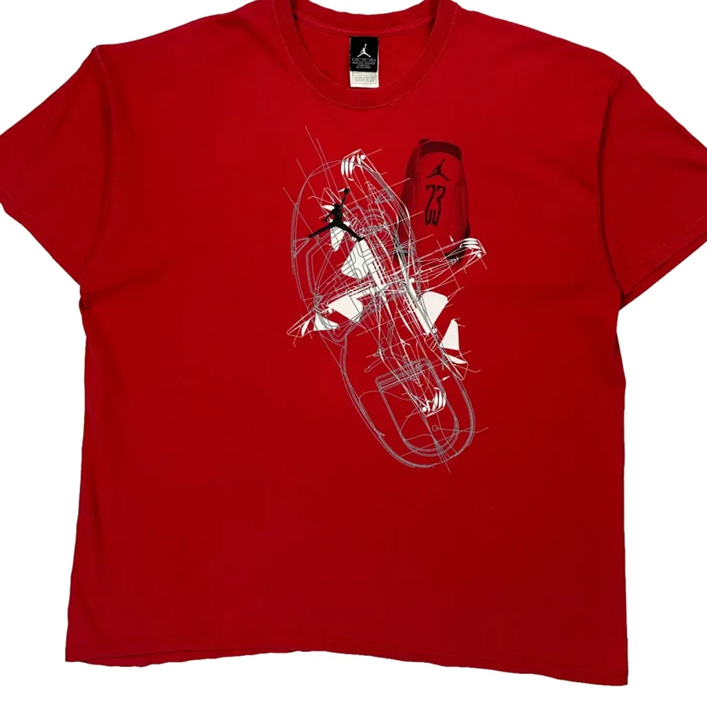 Basketball Jordan Graphic T-Shirt - 2XL Red Cotton - Image 5