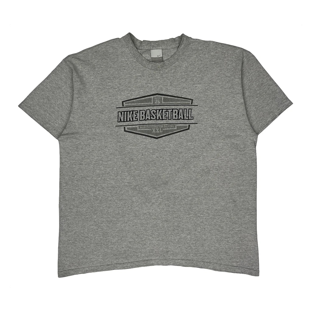 Basketball Nike Graphic T-Shirt - 2XL Grey Cotton
