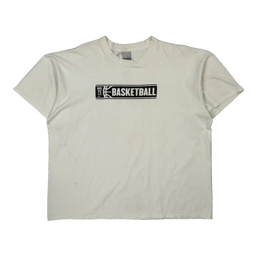 Basketball Nike Graphic T-Shirt - 2XL White Cotton