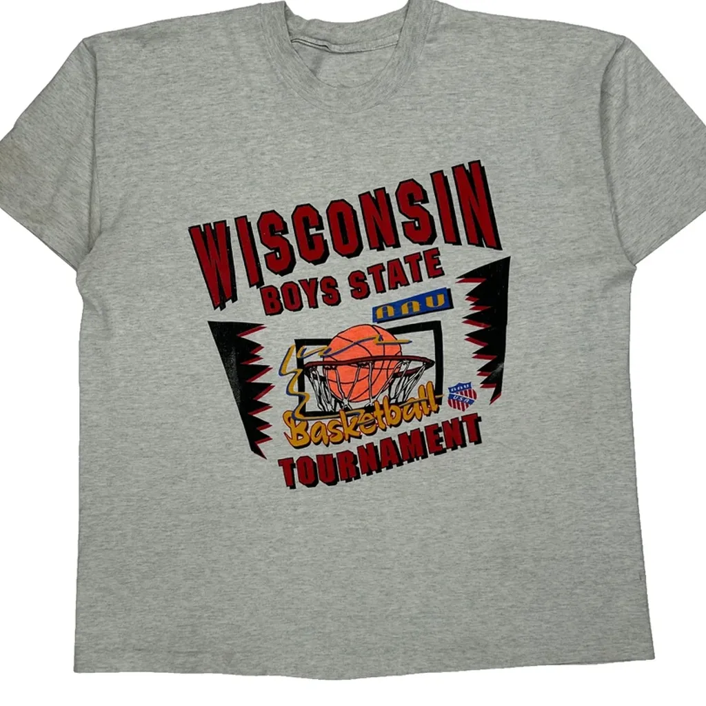 Basketball Tournament Unbranded Graphic T-Shirt - Large Grey Cotton - Image 5
