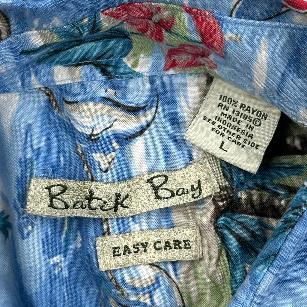 Batik Bay Floral Hawaiian Shirt - Large Blue Viscose - Image 3