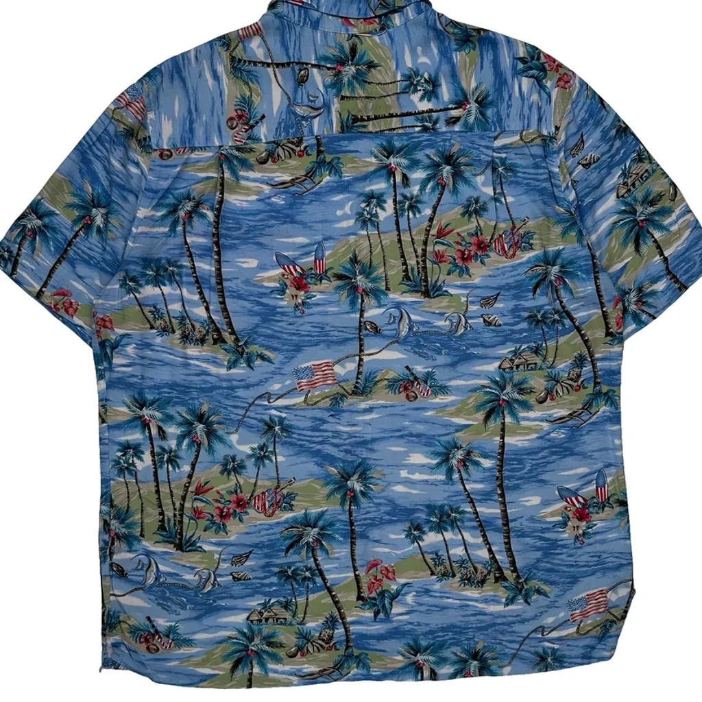 Batik Bay Floral Hawaiian Shirt - Large Blue Viscose - Image 6