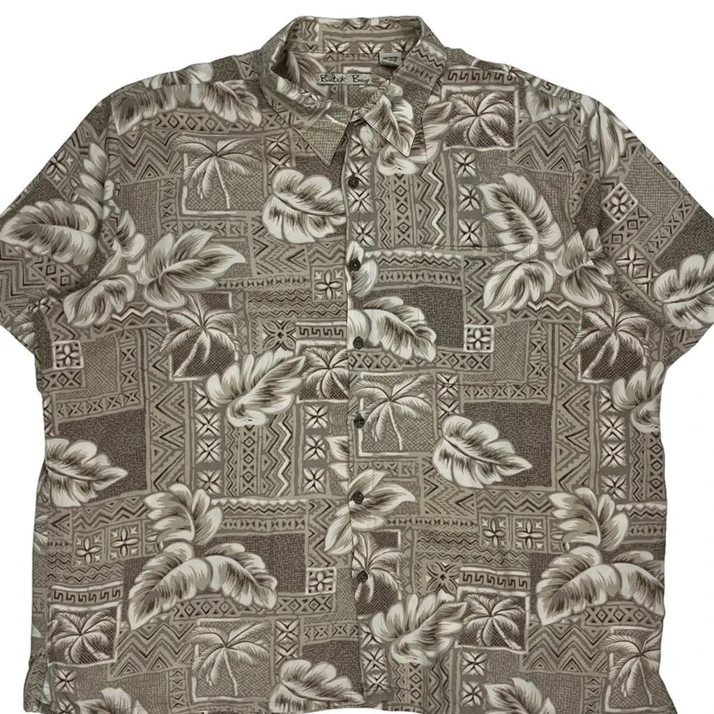 Batik Bay Floral Hawaiian Shirt - 2XL Brown Viscose - Image 4