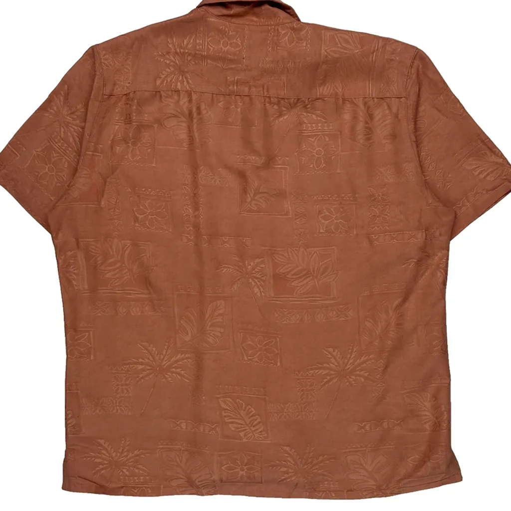 Batik Bay Floral Hawaiian Shirt - Large Orange Polyester - Image 6