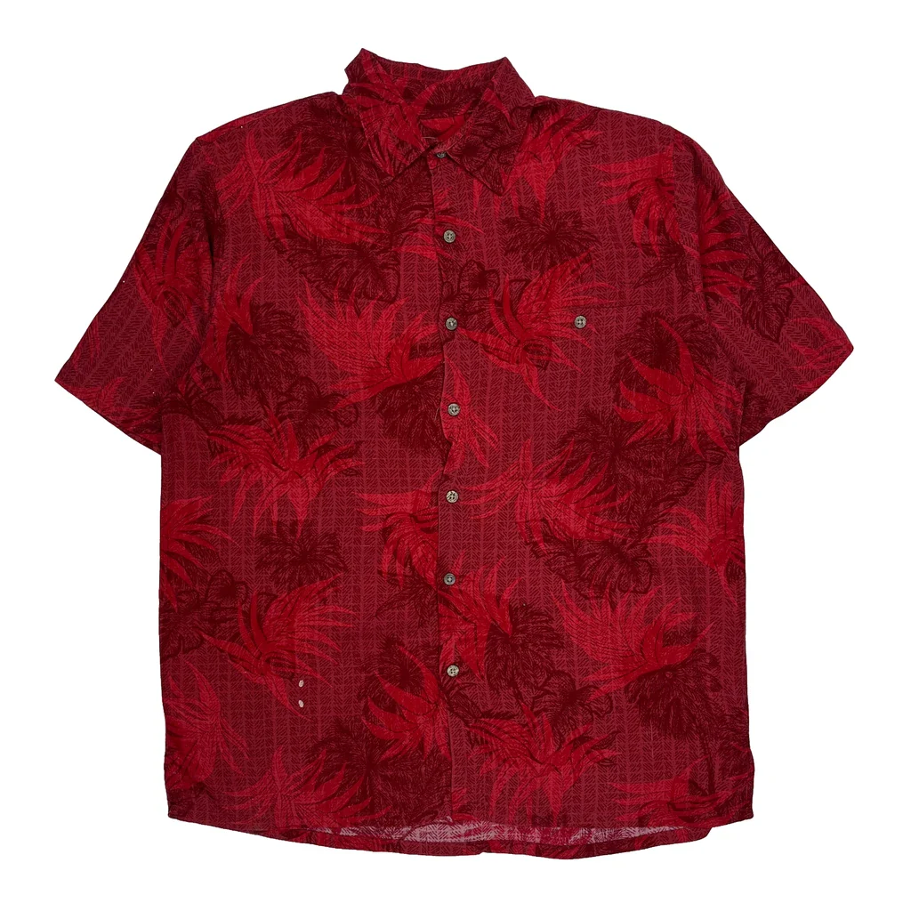 Batik Bay Floral Hawaiian Shirt - Medium Red Viscose