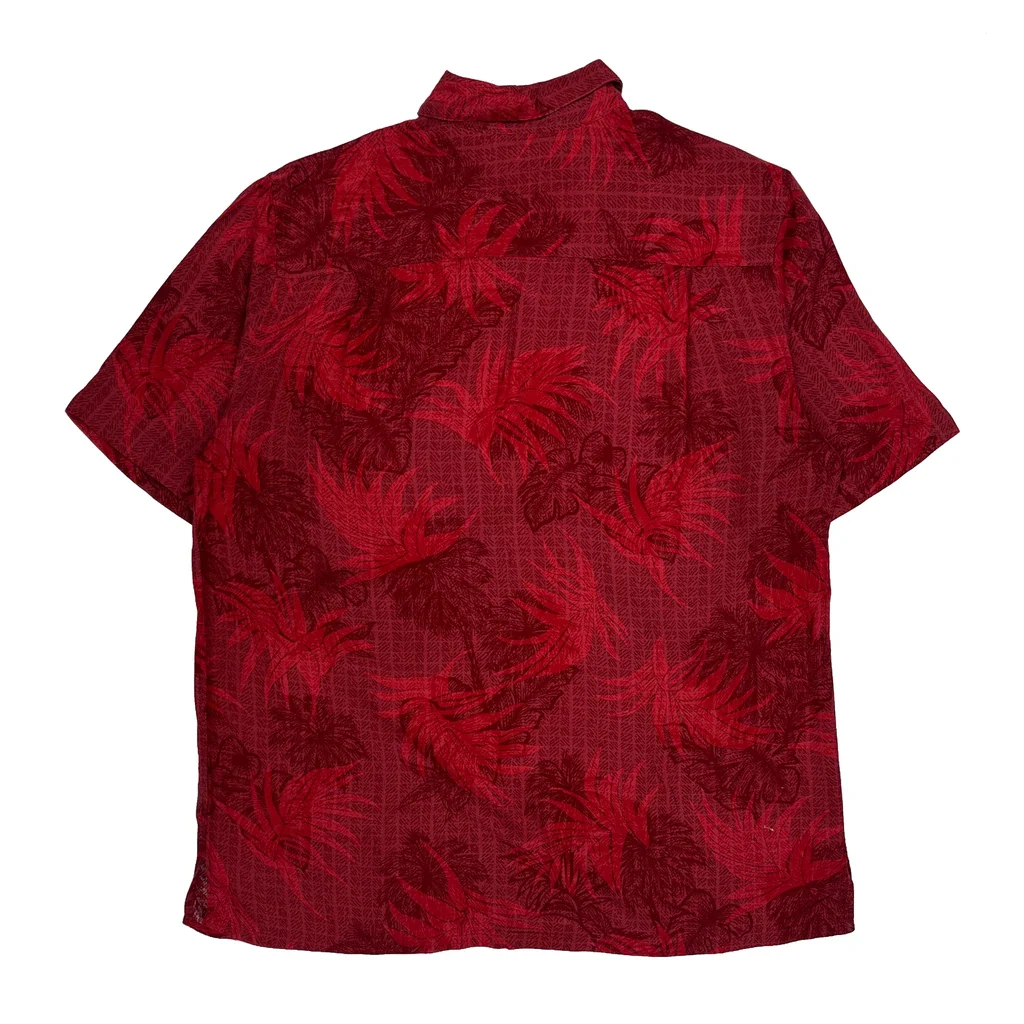 Batik Bay Floral Hawaiian Shirt - Medium Red Viscose - Image 2