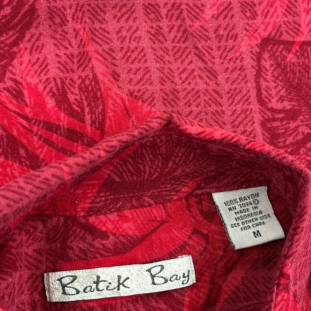 Batik Bay Floral Hawaiian Shirt - Medium Red Viscose - Image 3