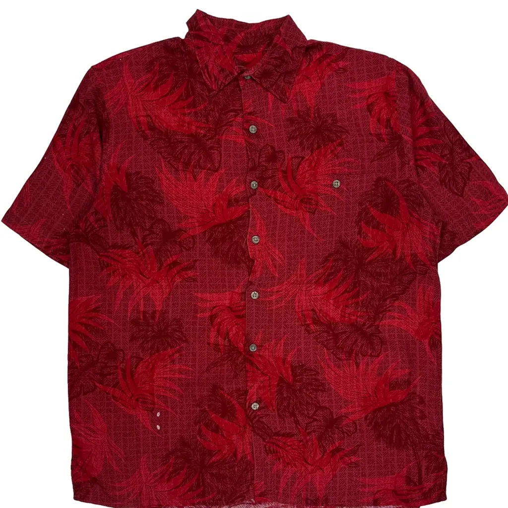 Batik Bay Floral Hawaiian Shirt - Medium Red Viscose - Image 5