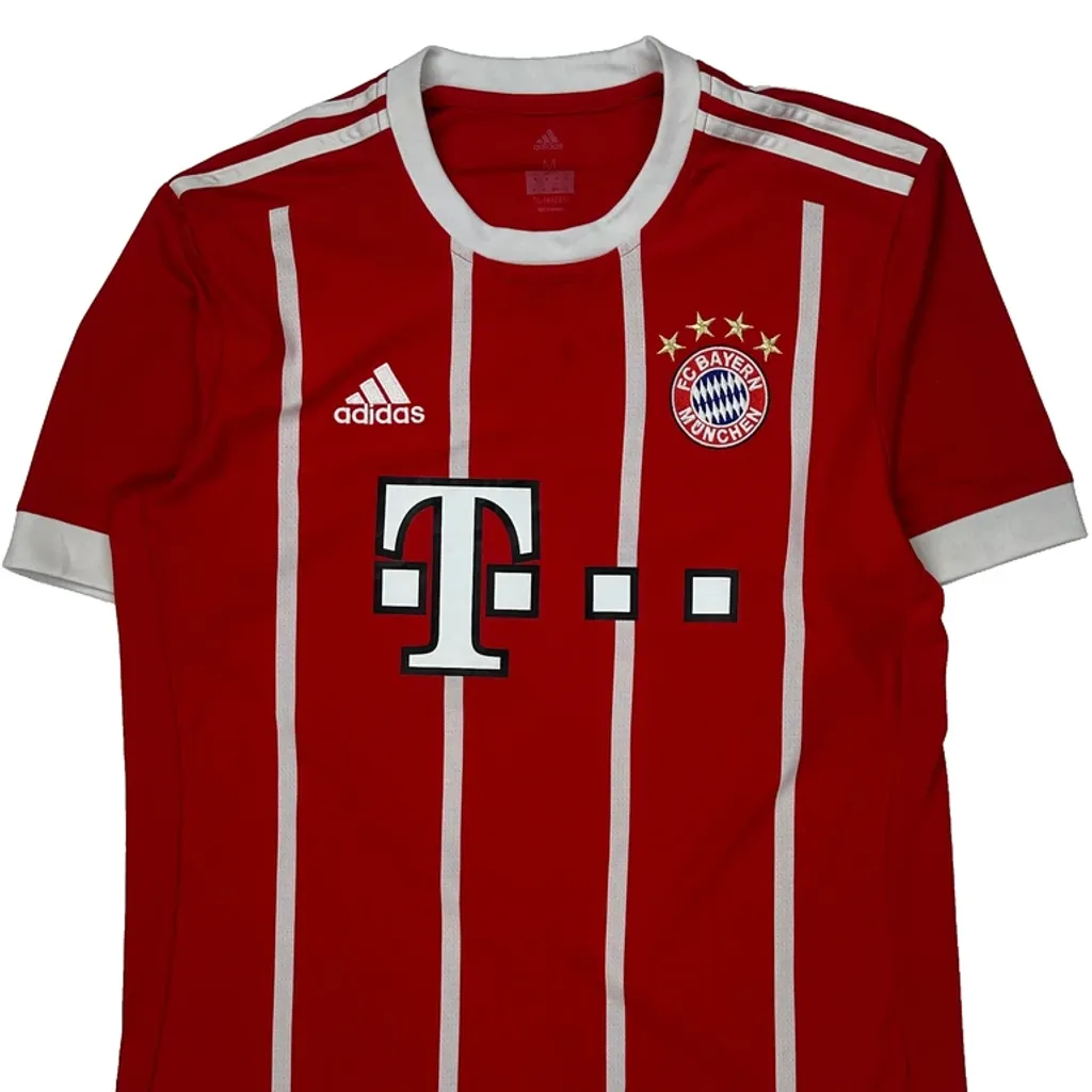 Bayern München Adidas 2017-18 Home Football Shirt - Medium Red Polyester - Image 5