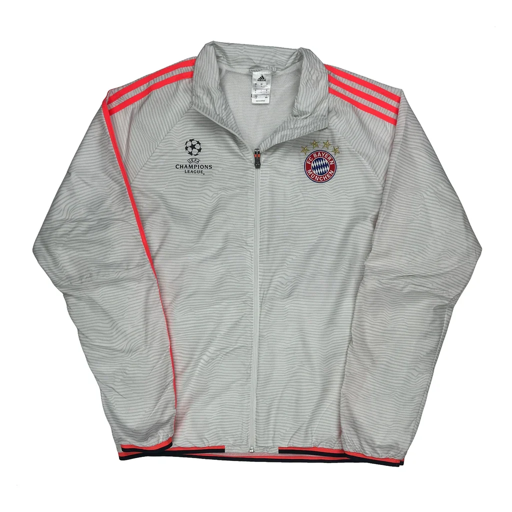 Bayern Munich Adidas Champions League Track Jacket - Large Grey Polyester