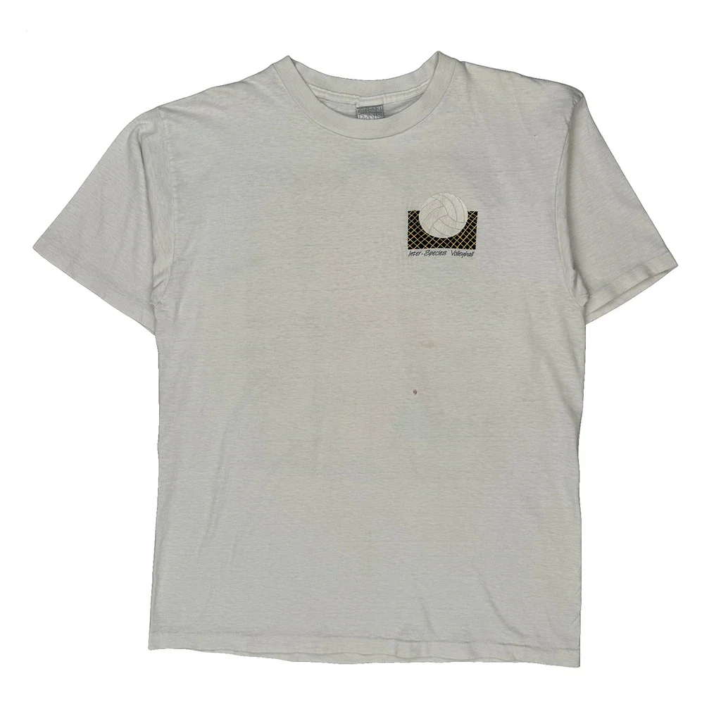 Beach Volleyball Gran Prints T-Shirt - XL White Cotton