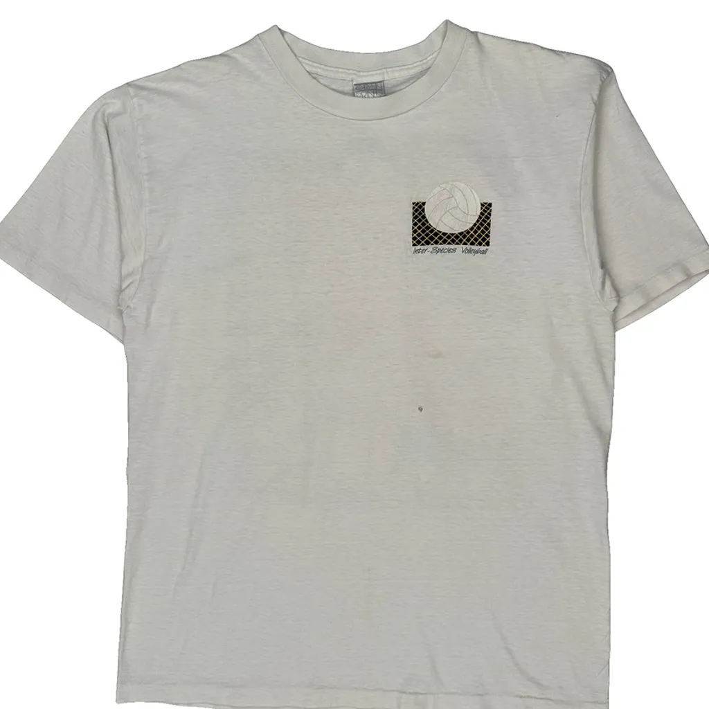 Beach Volleyball Gran Prints T-Shirt - XL White Cotton - Image 4