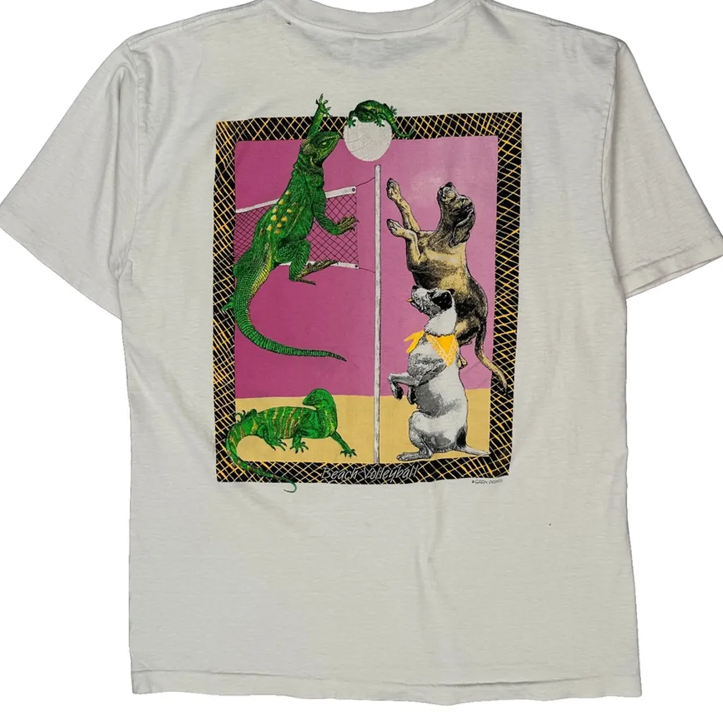 Beach Volleyball Gran Prints T-Shirt - XL White Cotton - Image 7