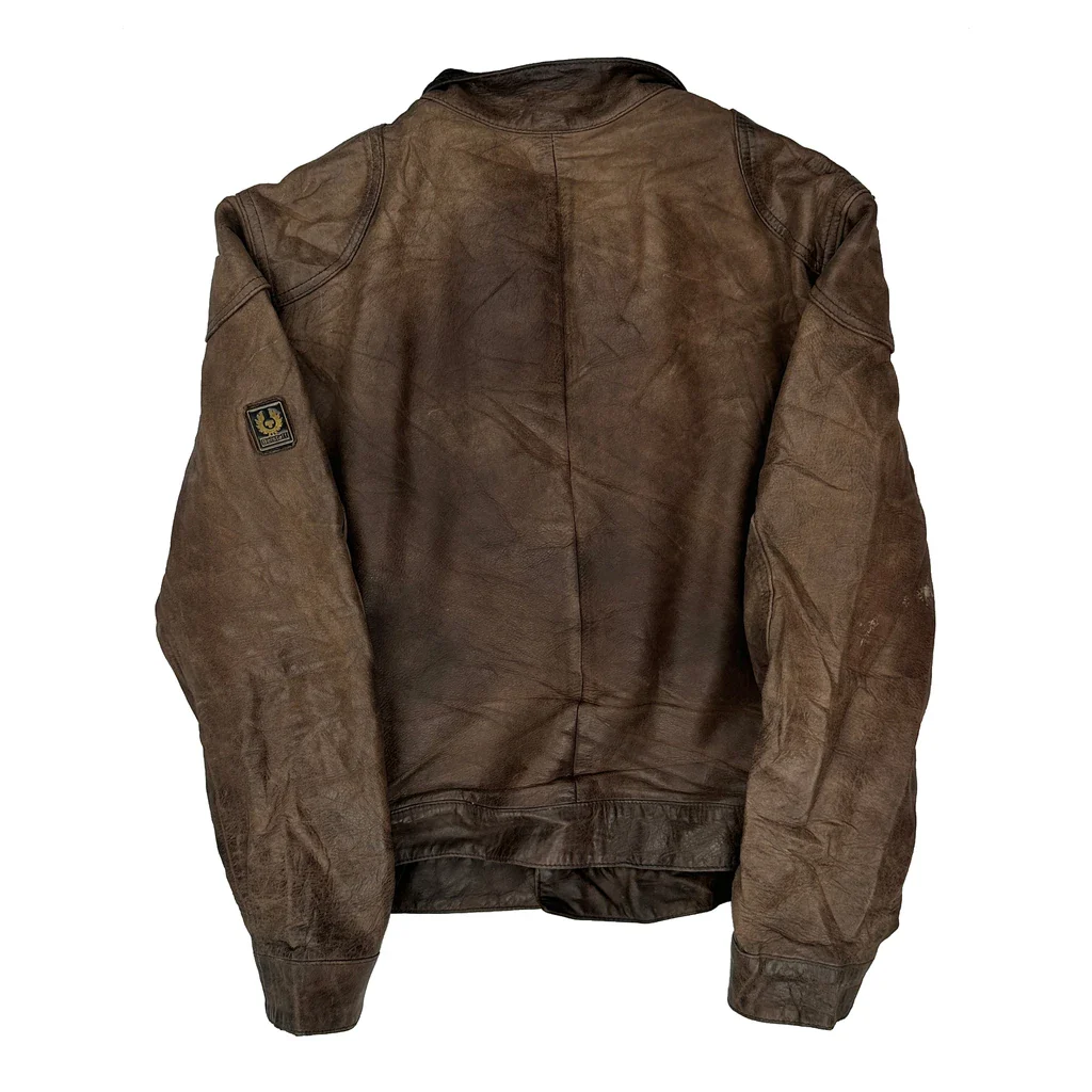 Belstaff Checked Leather Jacket - Medium Brown Leather - Image 2