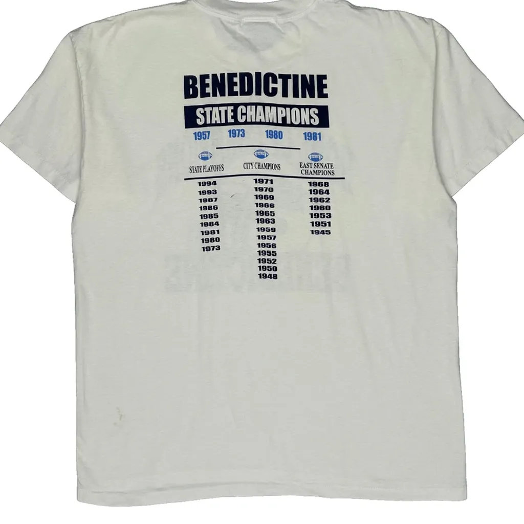 Benedictine Oneita Graphic T-Shirt - XL White Cotton Blend - Image 6