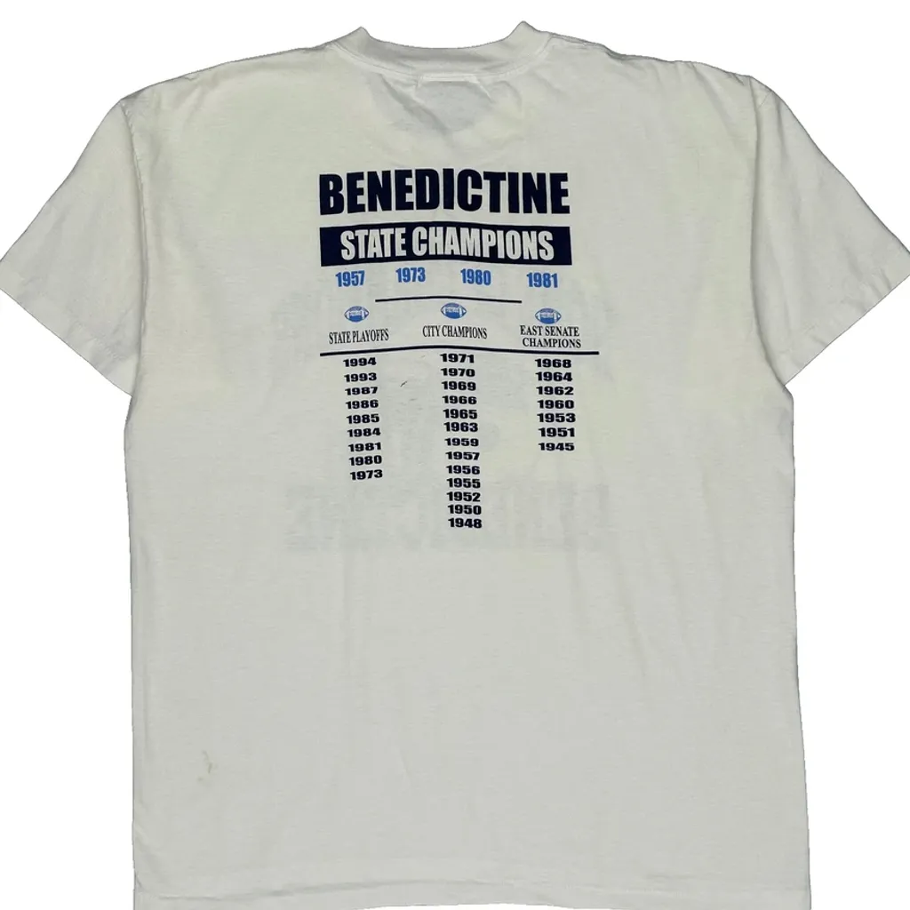 Benedictine Oneita Graphic T-Shirt - XL White Cotton Blend - Image 7