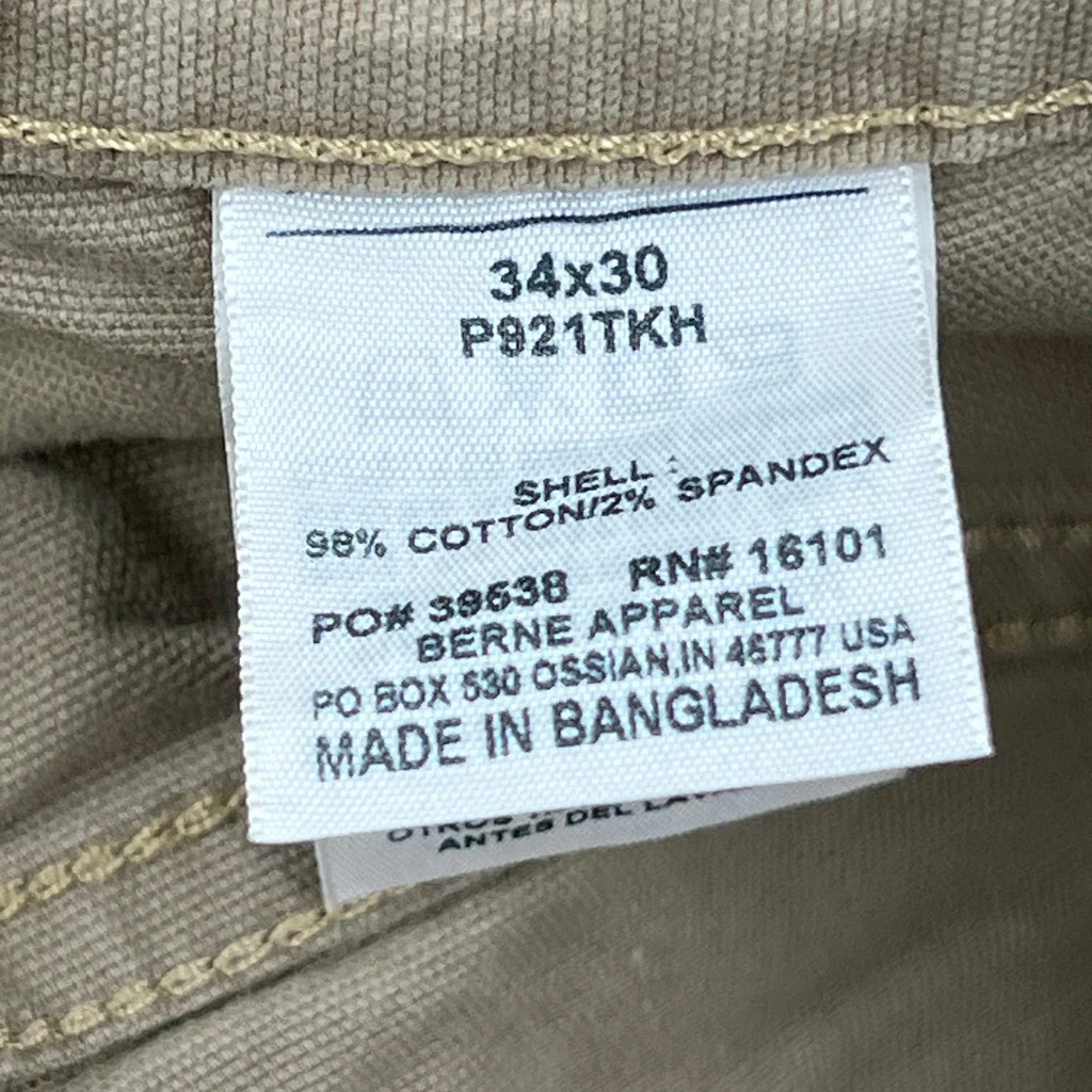 Berne Cargo Pants - 34W 30L Khaki Cotton Blend - Image 6