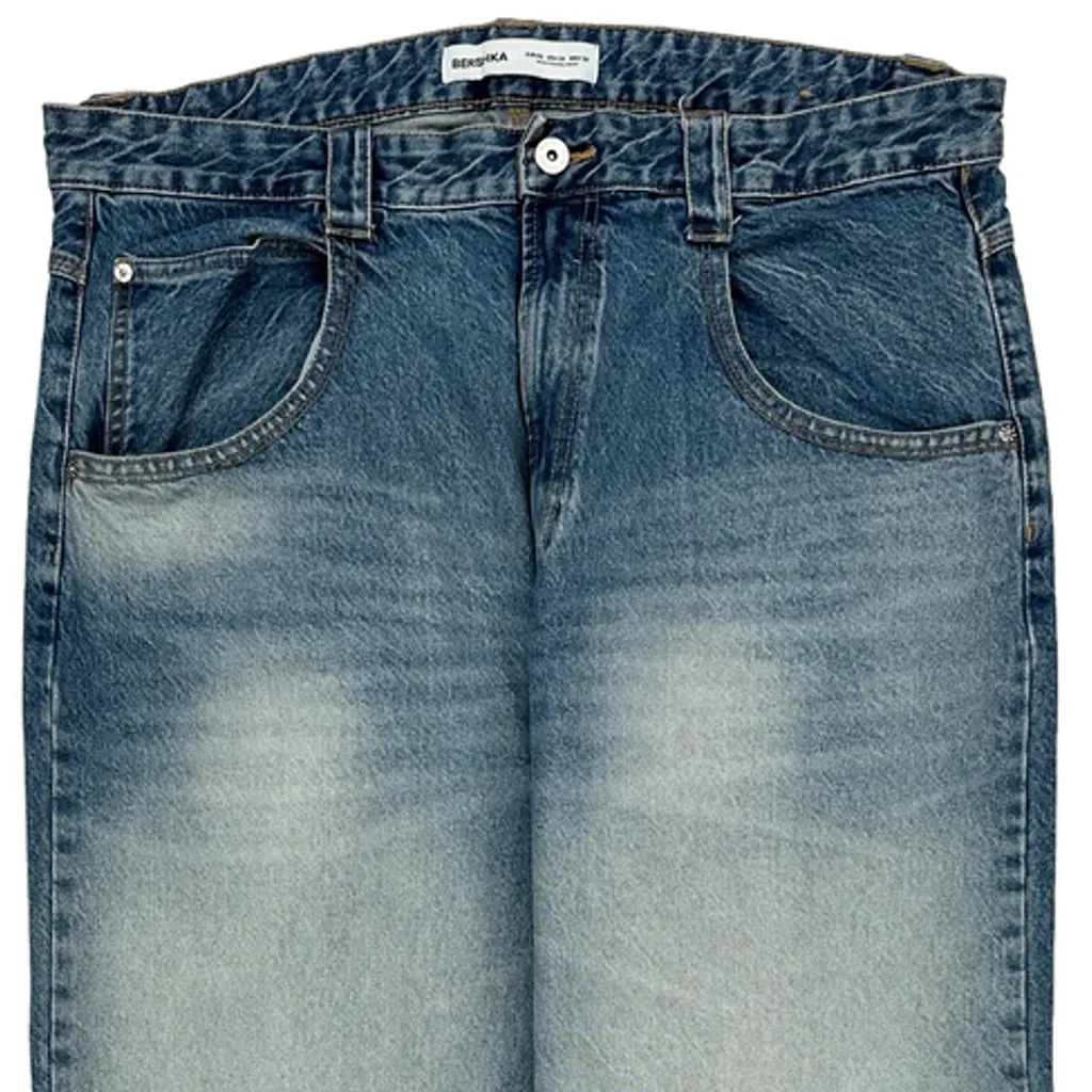 Bershka Baggy Graphic Jeans - 38W 26L Blue Denim - Image 10