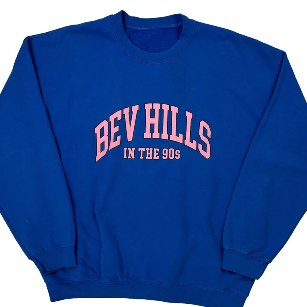 Beverly Hills Unbranded Sweatshirt - Large Blue Cotton - Image 5
